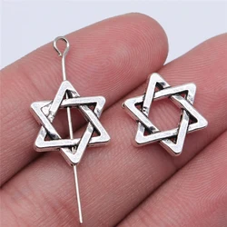 WYSIWYG 10pcs 15x14mm Antique Silver Color Star Of David Beads For Jewelry Making DIY Jewelry Findings