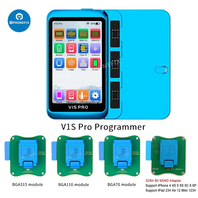 JC V1S PRO Programmer with BGA315 BGA110 BGA70 BGA60 Socket for iPhone 6-15 Pro Max EEPROM Data Nand Flash Read Write and Format