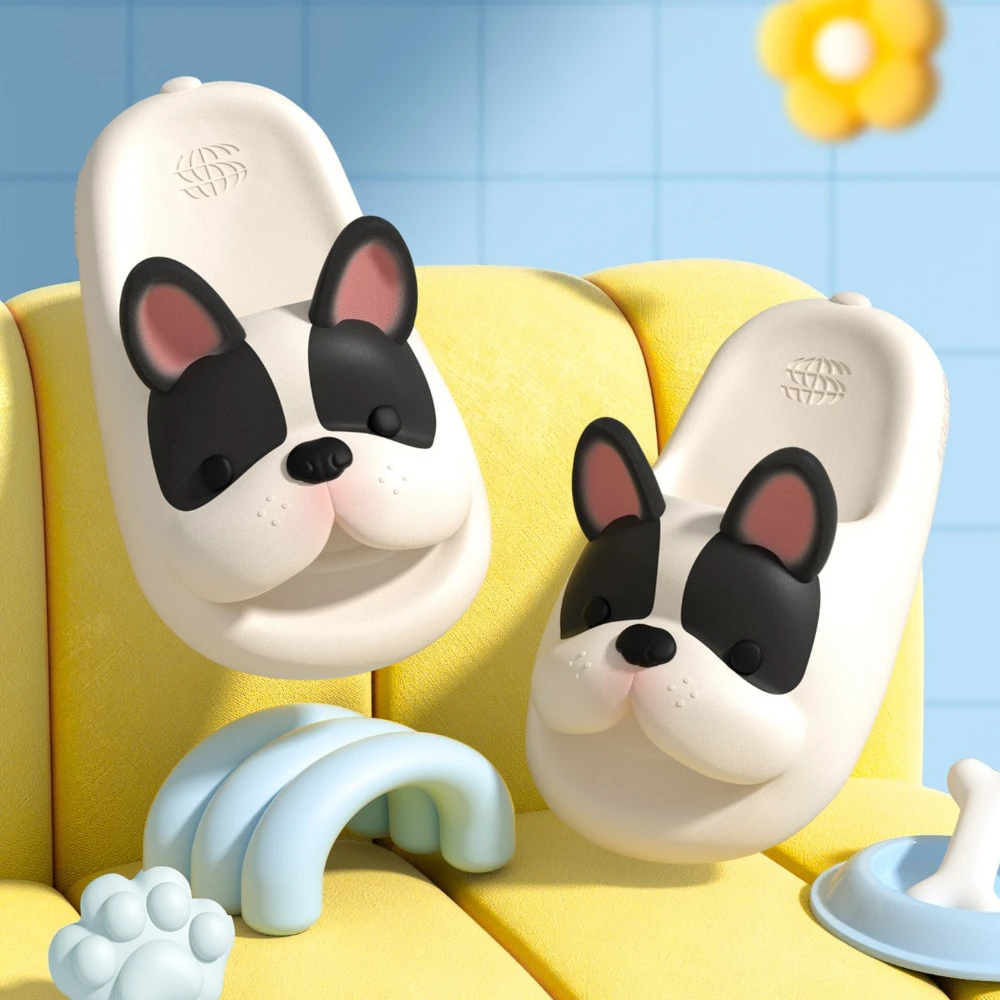 

Cute Dog Cartoon Summer Slippers New Thick Soled Stylish Exterior Slippers for Parent-child Fun Beach Travel Slippers