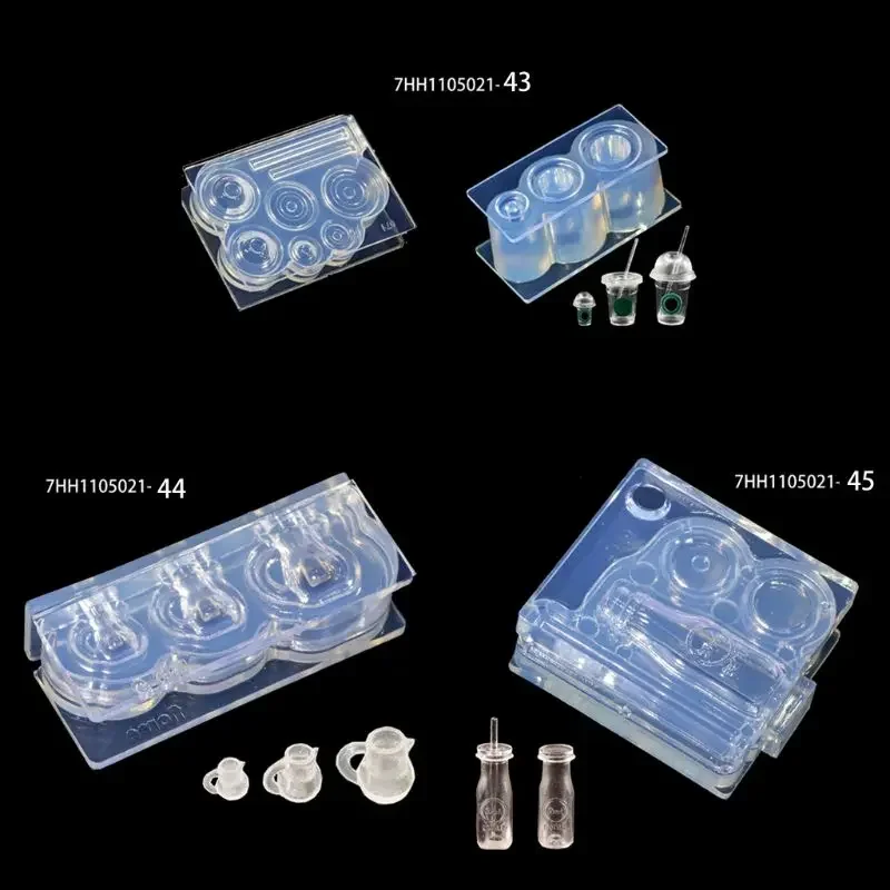 Handmade Mini Hollow Milk Bottles Cup Straw Silicone Resin Molds Craft Tools