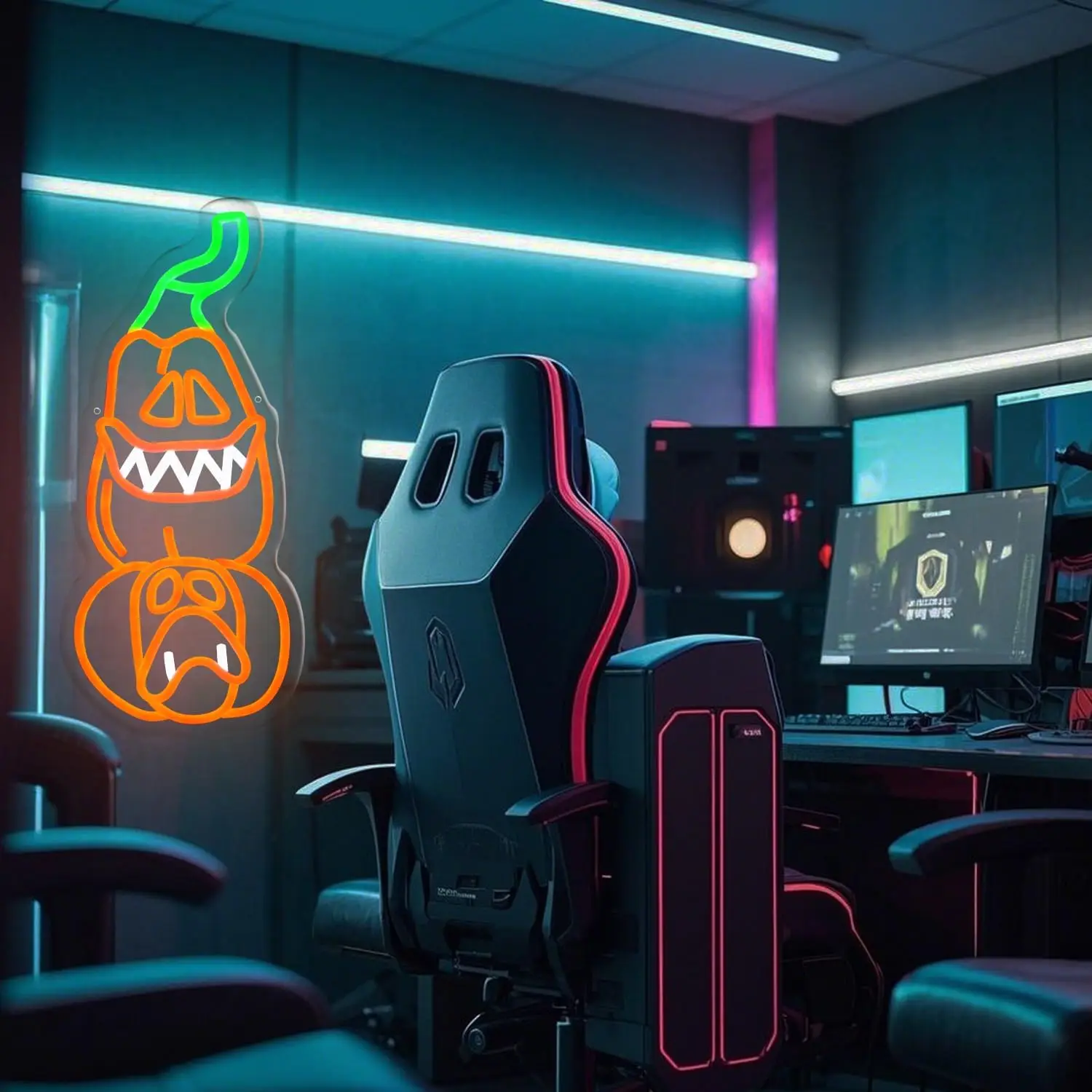 Whimsical Pumpkin Mannequin LED Neon Sign USB Dimmable Neon Light Sign for Gameroom Bedroom Bar Livingroom Party Gift Wall Decor