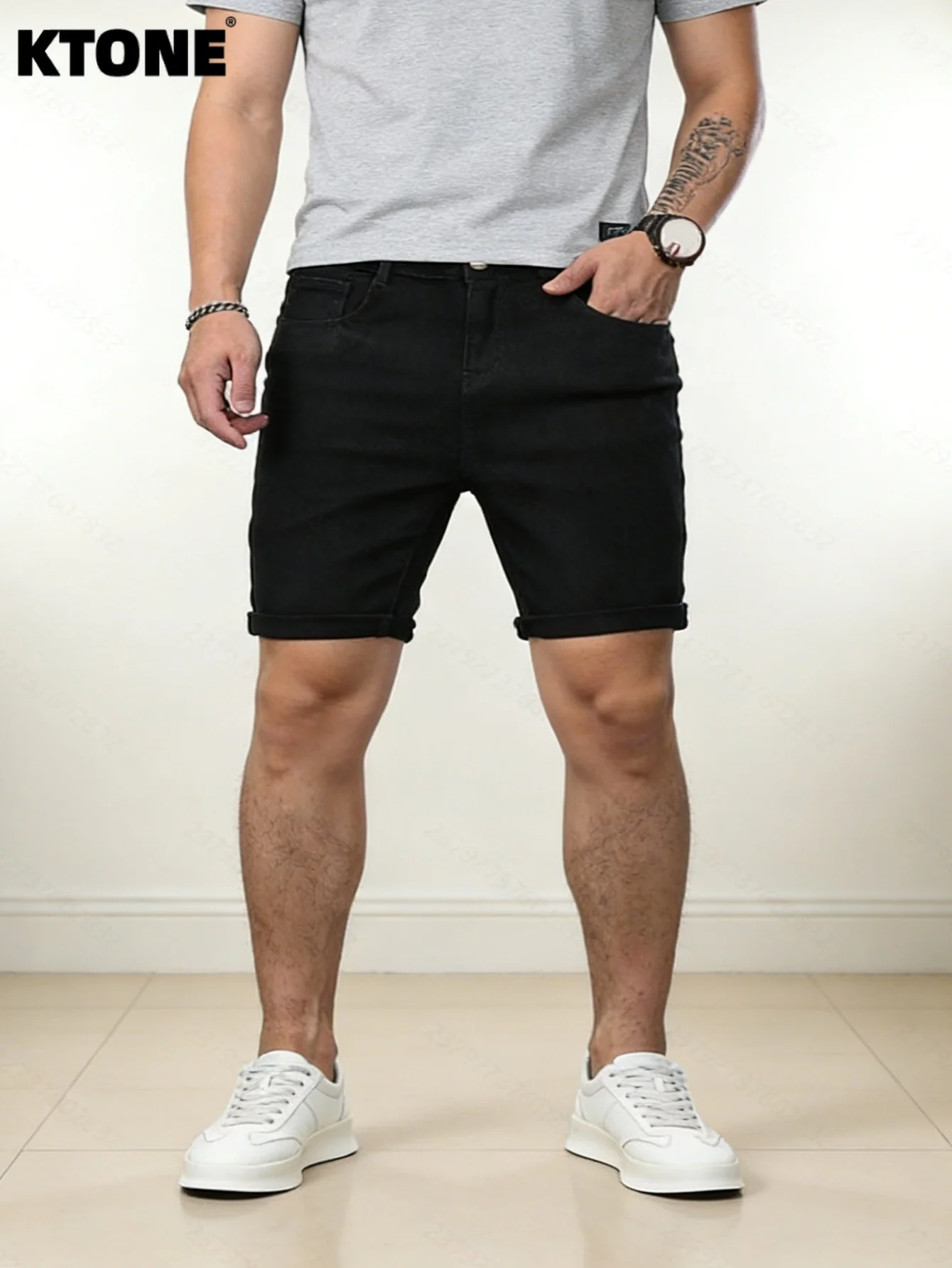 

Men's Black Slim Denim Shorts Light Retro For Dating Y2K Original Drip No accessories or belts included