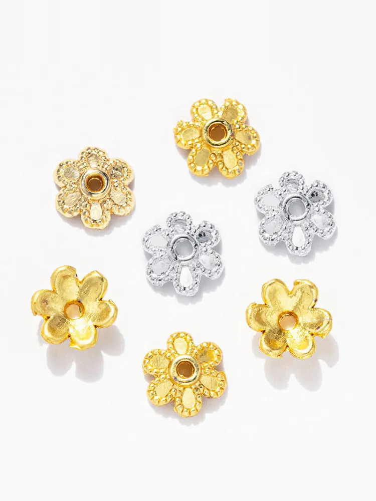 

Alloy Six-Petal Flower Base Bead Cap Hollow out Design for DIY Bracelet Nelace round Beads Jewelry Accories Separator