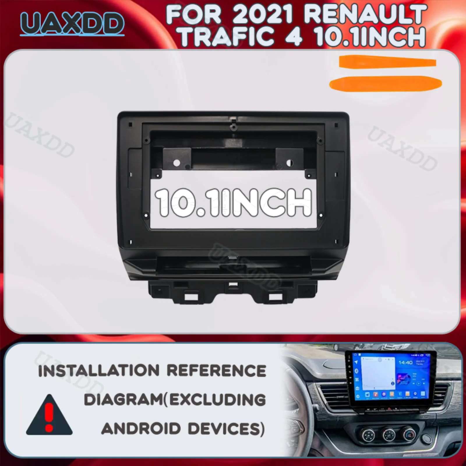 For 2021 Renault Trafic 4 Automotive Center Console 2 Din Car Interior 10.1INCH Frame Fascia Dashboard Panel Plastic Accessories