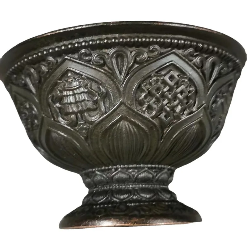 Antique Bronze Collection, Vintage Distressed Ornament, Lotus Bowl Craft, Household Water Purifying Cup
