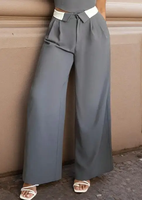 

Women's Pants 2025 New Spring Autumn Solid Color High Waist Hanging Straight Leg Pants Slim Fit Commuting Women's Suit Pants