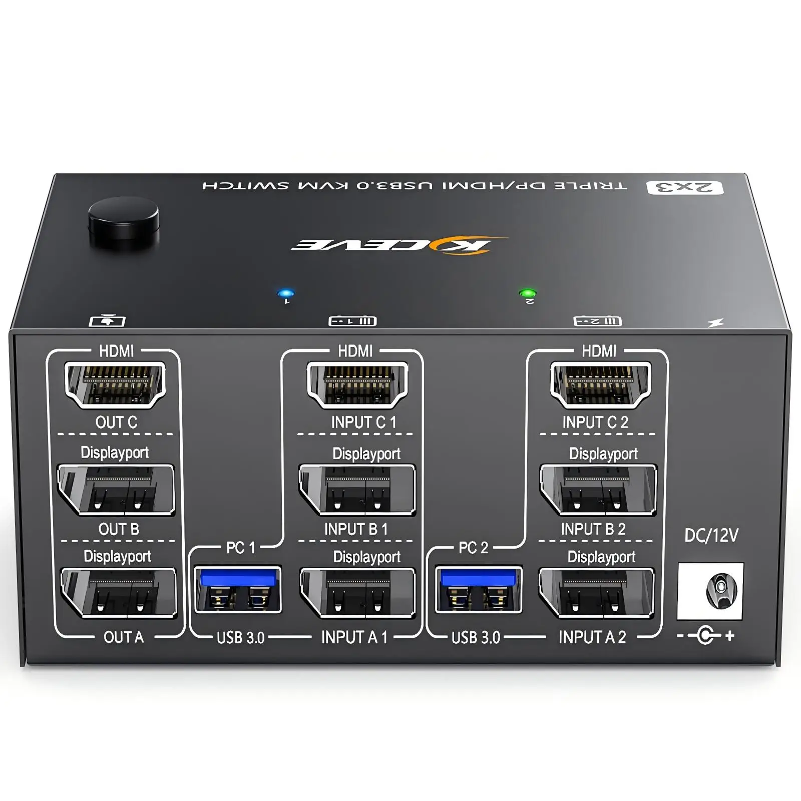 8K@60Hz HDMI KVM Switch 3 Monitors 2/3 Computers Displayport  USB 3.0 KVM for 2/3 Computers Share Triple Monitor and 4 USB Ports