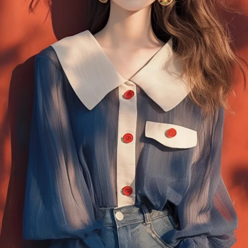 Chiffon Vintage Women's Shirt Summer New 2024 Solid Korean Clothing Sales Loose Tops Short Sleeves Elegant Women Blouses