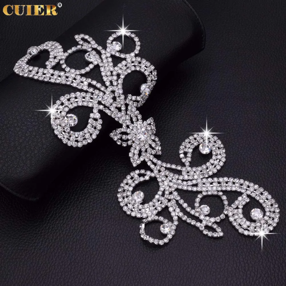 2pcs/lot glitter Crystals Rhinestones Appliques DIY Sewing Accessories Strass Trim appliques for clothing for Bridal Dress Belt