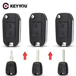 KEYYOU Modificato Vibrazione Pieghevole Caso Chiave Auto Fob Borsette Per Peugeot 206 207 Per Citroen Tasto 2 Caso Chiave A Distanza copertura