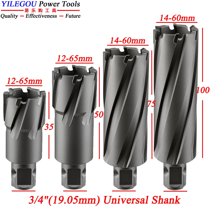 12-65mm超硬環状カッター-35-50-75-100mm-超硬コアドリルビット-アルフラ・ユーブール・bds・ルコ磁気ドリル用メタルホールソー