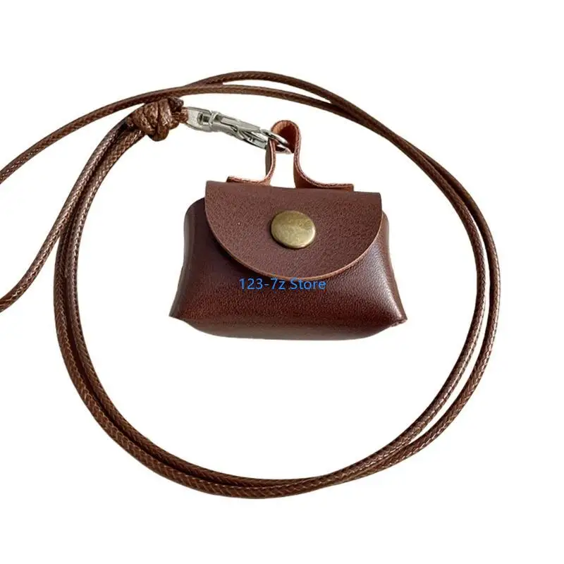 A9BF 세련 된 교수형 목 동전 주머니 PU 가죽 주머니 남자와 여자 스웨터 체인 가방 목걸이 가방