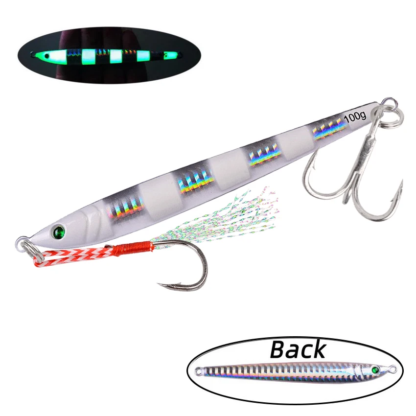 5 Pieces Slow Long Metal Jig Fishing Lure 17g 21g 28g 40g 60g Cast Jigging Lures Artificial Shore Fish Bait Sea Bass Fishing