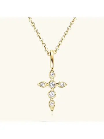 ORSA JEWELS 이탈리아 925 스털링 실버 박스 체인 목걸이 로즈 골드/골드 도금 실버 목걸이 펜던트 SC07-G 용 목 체인 19 저자 극성 여성 쥬얼리 925 스털링 실버 원래 인증 크로스 펜던트 목걸이 VVS D 컬러 Moissanite 초커