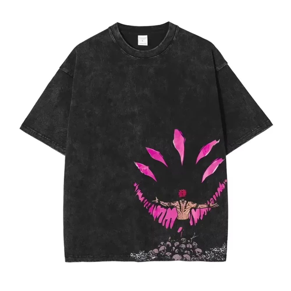 

Japanese Anime 100% Cotton T-shirt Anime J-Jujutsu K-Kaisen Vintage Wash T-shirt Loose Plus Size Short Sleeve T-shirt