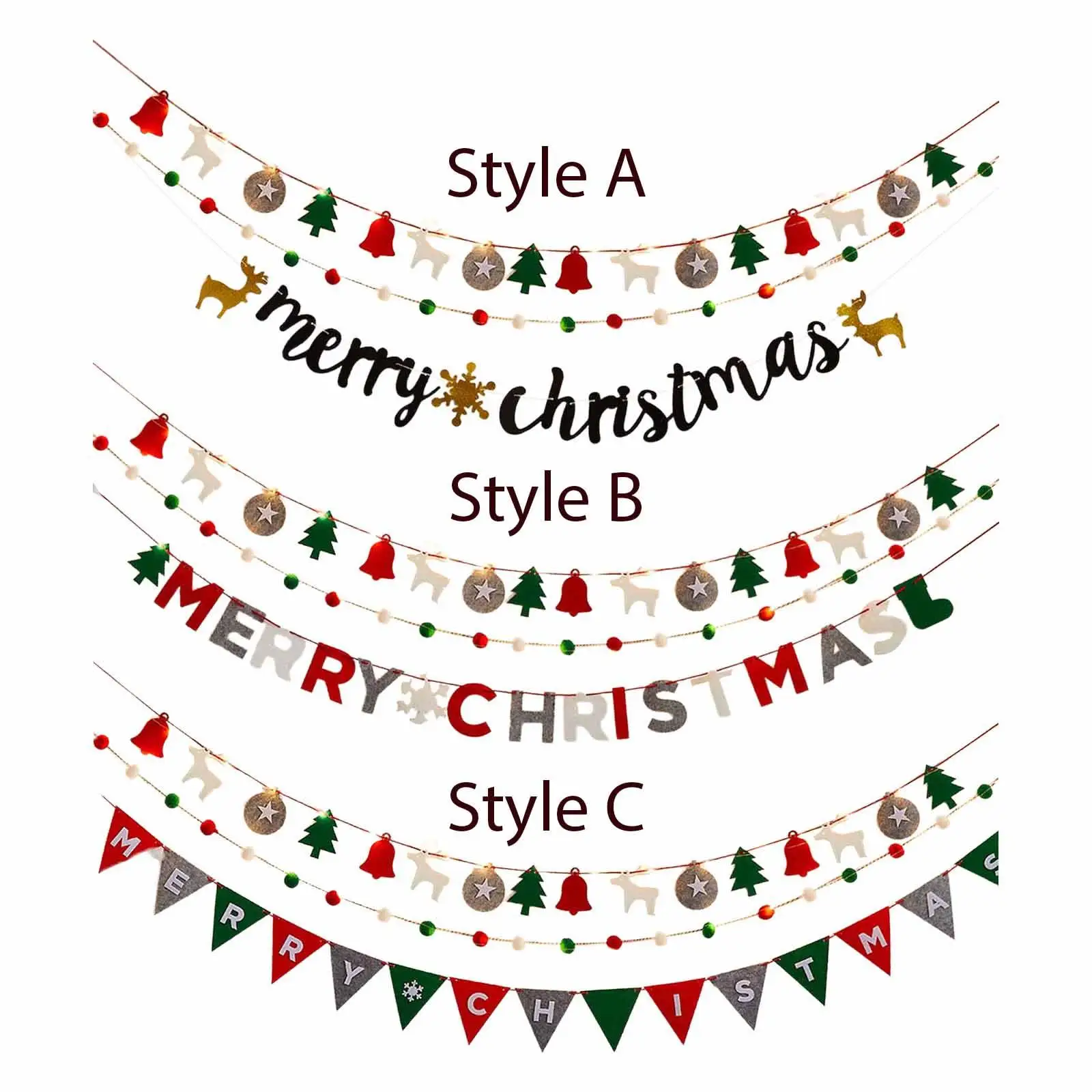 Christmas Banner Garland Light Xmas Lamp Creative Cute Fairy Lamp Ornament for