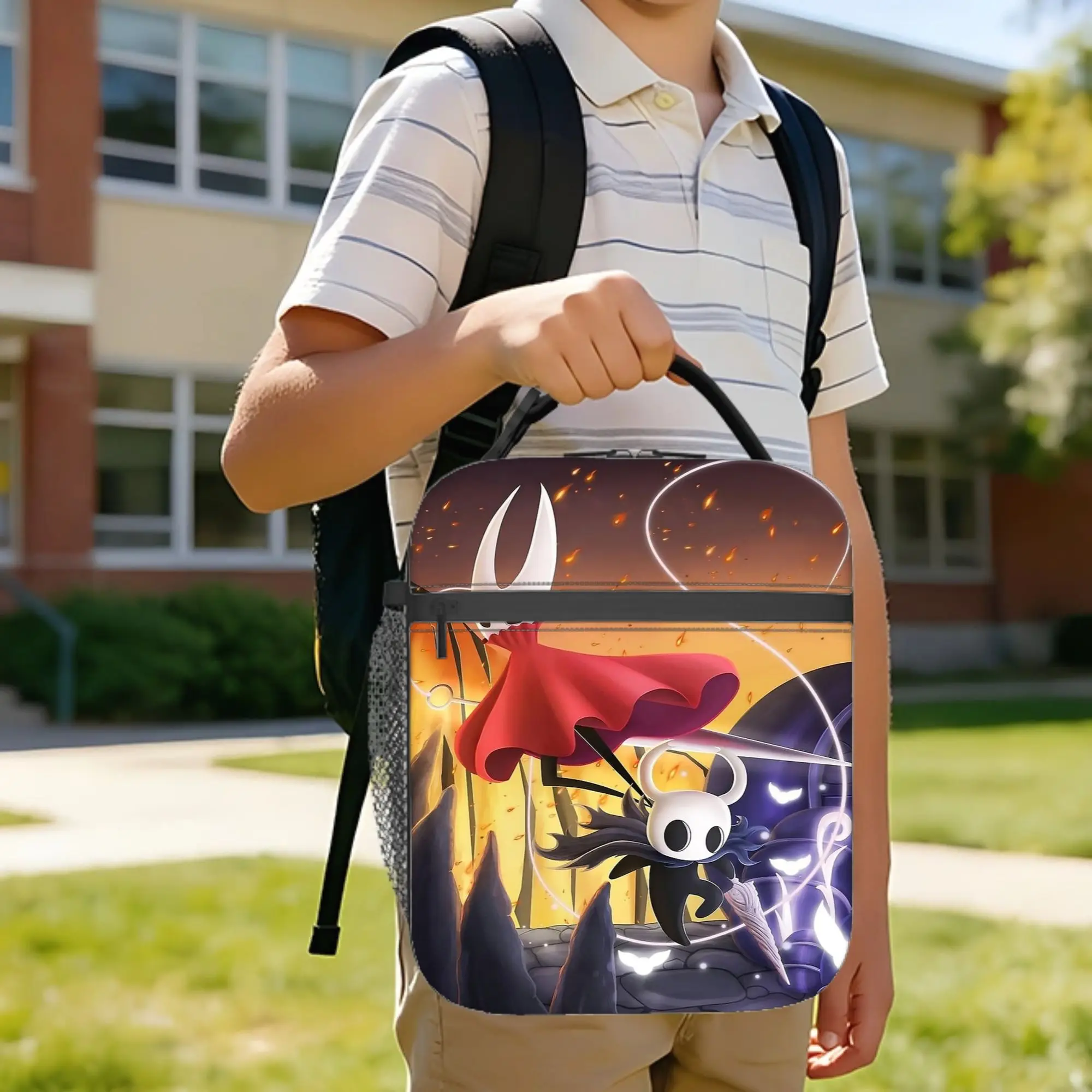 Hollow Knight Silksong Insulated Lunch Bags High Capacity  Meal Container Cooler Bag Tote Lunch Box Work  Picnic Girl Boy