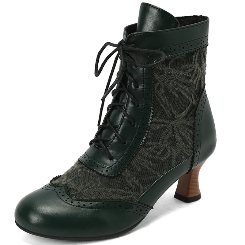 for-women-heels-black-red-green-white-unisex-shoes-autumn-spring-vintage-short-boot-female-lace-up-ankle-boots-big-size-50