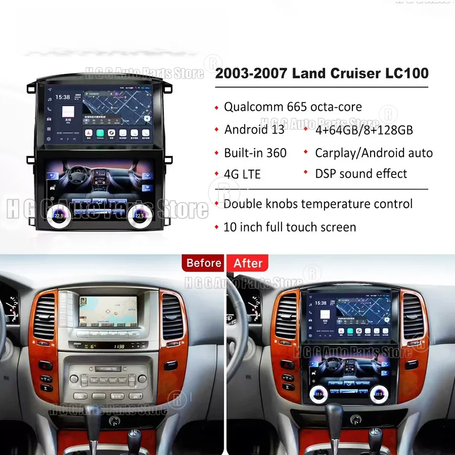 jo Android For Toyota Land Cruiser 100 LC100 Lexus LX470 1998-2007 Car Radio Multimedia Video Player Carplay Auto GPS Navigation