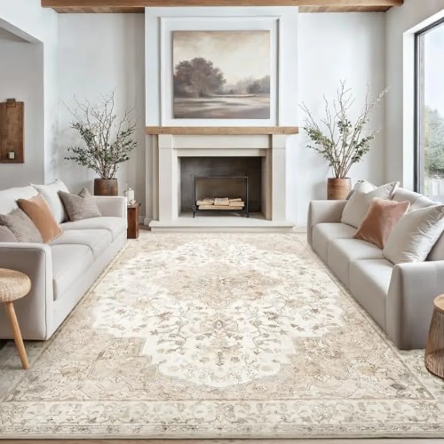 

8x10 Washable Area Rug with Non-Slip Backing and Durable Edge Binding Ideal for Living Room Bedroom and Dining Room Use Low-Pro