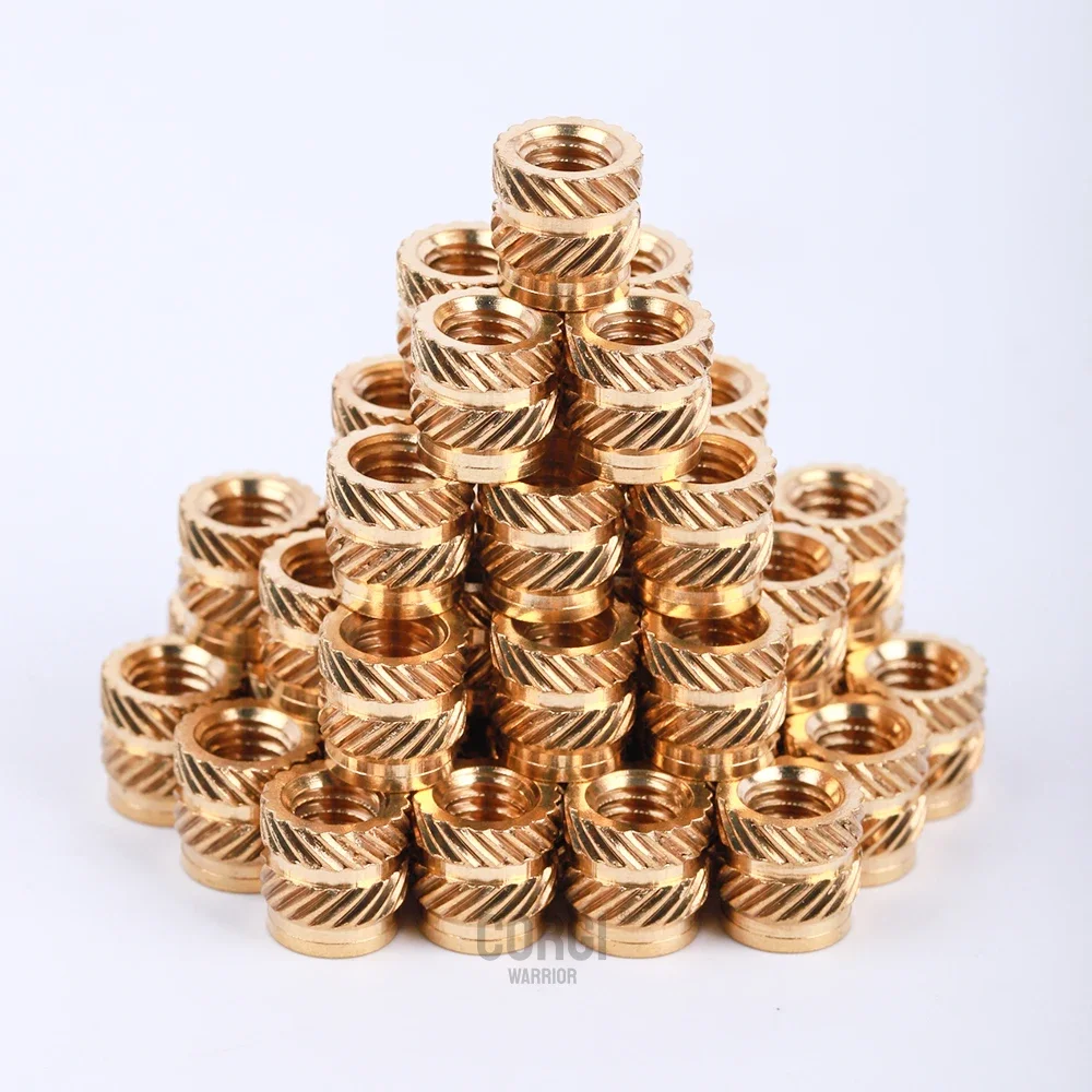 M2/M2.5/M3/M4/M5/M6/M8 Female Threaded Brass Set Insert Assortment Kit 80-1080 Metric Brass Knurled Heat Inserts Nut for Plastic