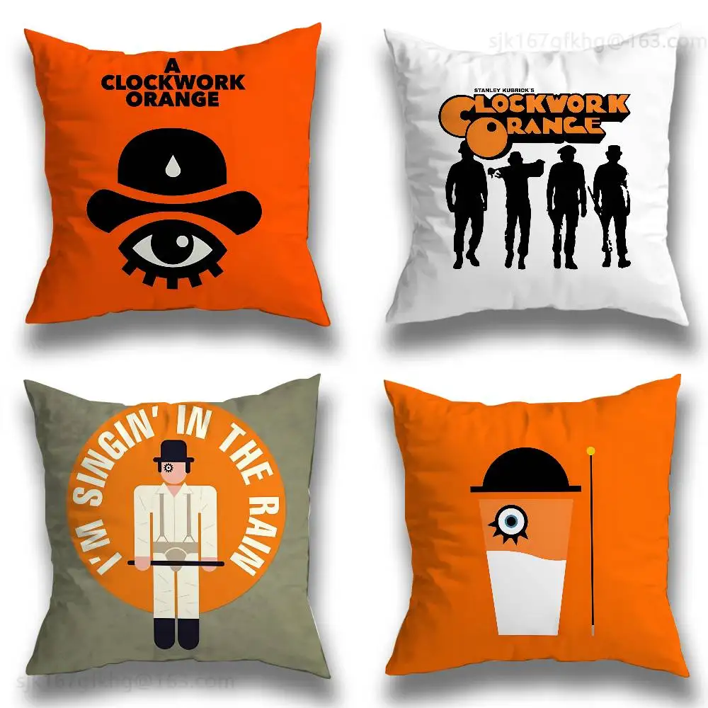 C-Clockwork Orange  Pillow Case Square Double-Sided Printing Short Plush Sofa Cushion Cover Bedroom Bedside Pillow