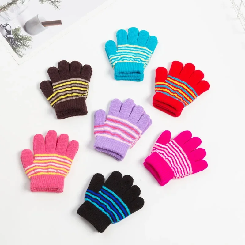 

1-5 Years Kids Winter Warm Thicken Gloves Girls Boys Children Plus Velvet Thickening Cute Mittens Imitation Full Finger Gloves