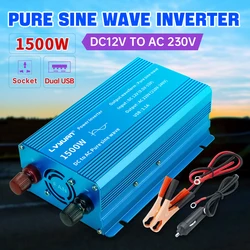 DC12V/24V-AC220V Inverter per auto onda sinusoidale pura 2200W/1500W/1000W trasformatore di tensione di energia solare EU/Universal Inversor