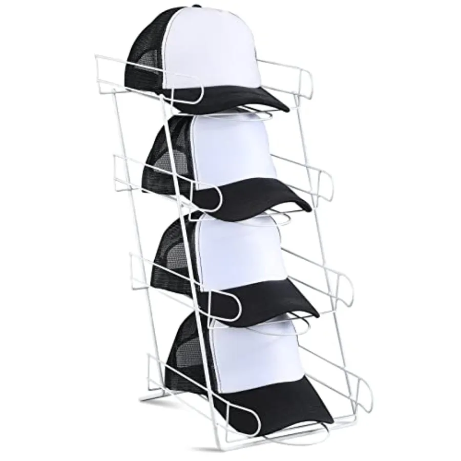 

4 Tier Hat Display Stand Wire Countertop Hat Display Rack boutique Baseball Cap Rack for Retail Table Top Bedroom Entryway