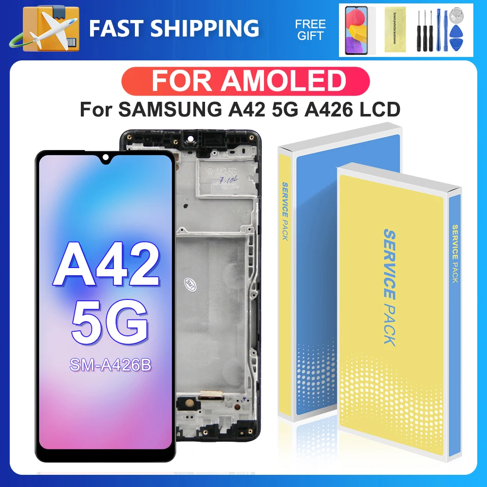 交換用AMOLEDLCDタッチスクリーンキット,Samsung a42,a426b,a426,a426u,a426n,5g