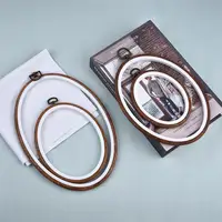 Sewing Tool Round Oval Wooden Color Embroidery Hoops Frame Set Plastic Embroidery Hoop Rings For DIY Cross Stitch Needle Craft 5