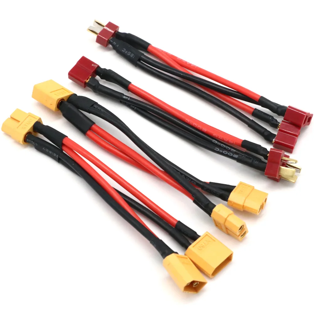 XT60 Parallel Battery Connector Male/Female Cable Dual Extension Y Splitter/ 3-Way 14AWG Silicone Wire for RC Battery Motor