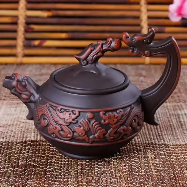 Chinese Traditional Teapot Shuanglongxizhu Pot Handmade Zisha Teapot Puer Tea Makers Tea Ceremony Set Teapots Coffeeware Teaware