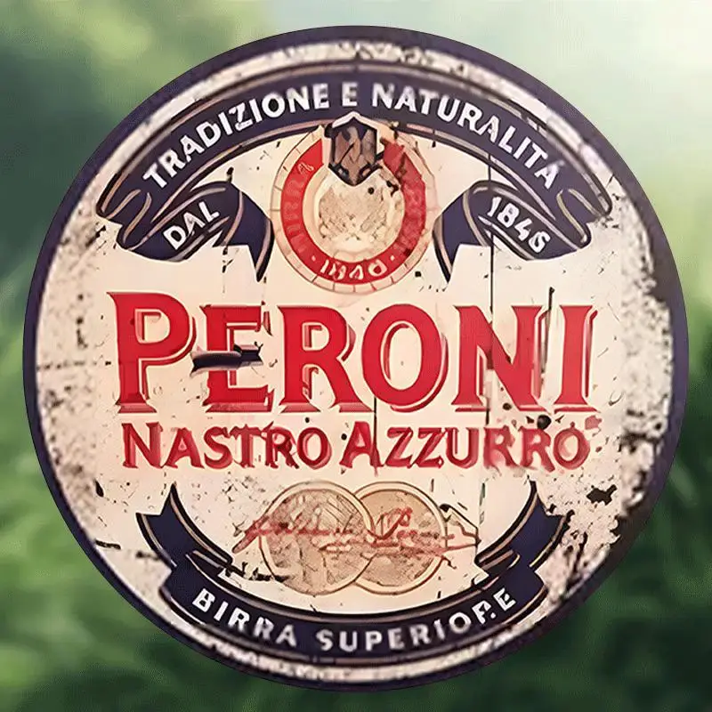 Vintage Peroni Nastro Azzurro 20.32cm Round Aluminum Wall Art - Rustic Beer Sign for Bar, Cafe, Club, Dorm & Home Decor - Durabl view 4