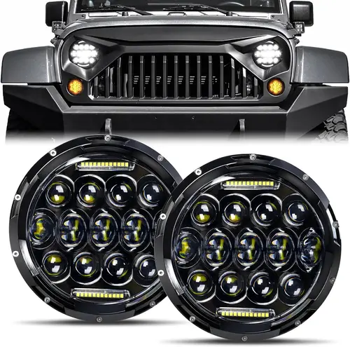 Imagen 2 del producto 2x faro Led de 7 pulgadas para coche Hi/Bajo H4 Halo ángulo ojos DRL para Jeep JK TJ OffRoad Defender Hummer 4x4 Suzuki Samurai faro