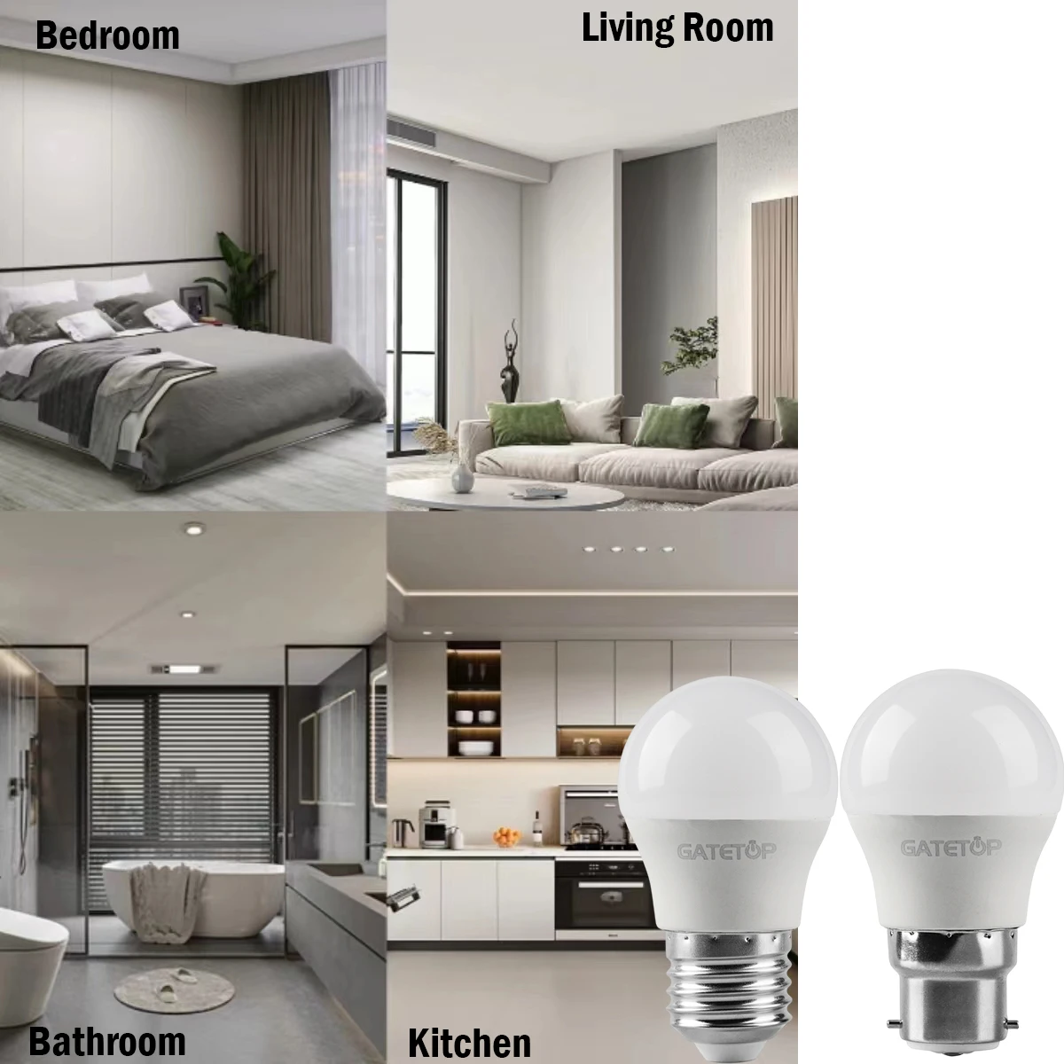 Lâmpada LED de baixa tensão para iluminação doméstica e outros interiores, G45, AC, DC12V-48V, E27, B22, alto lúmen, 3000K, 4000K, 6000K Light, 3W, 5W