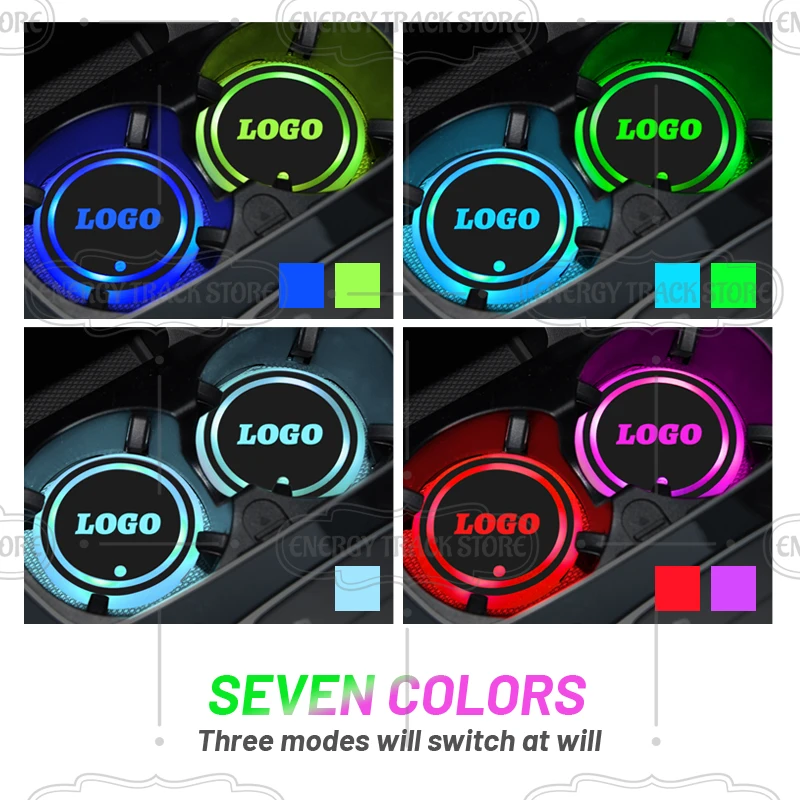 1/2PCS Sexy Girl Emblem Car Coaster LED Light Water Cup Holder Mat For Golf Polo Passat Touran Bora Caddy Jetta Tiguan T-Roc GTD