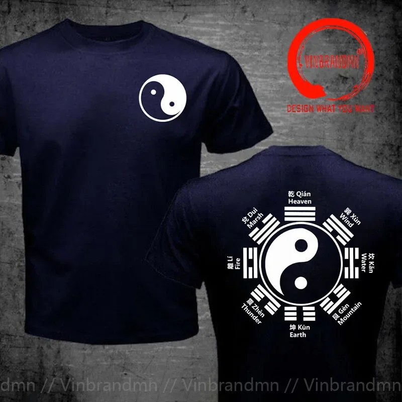 Chinese Style Definitions Taiji T Shirt Men Casual Tops Tees Kung Fu Master Karate T-shirt Tai Chi Yin Yang Back Print Tee Shirt