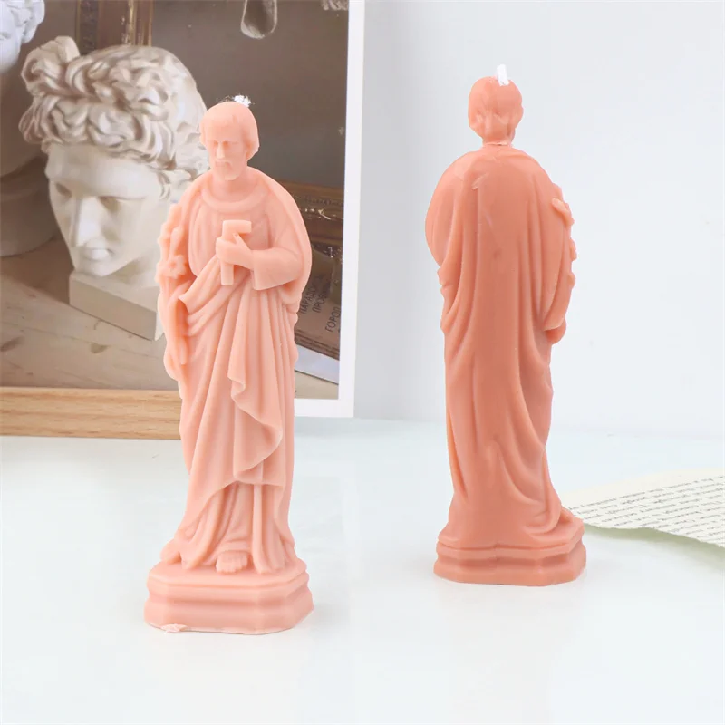 Large Size 3D Jesus Statue Candle Silicone Molds DIY Catholic Human Statue Cement Gypsum Resin Making Mould Religious Home Decor