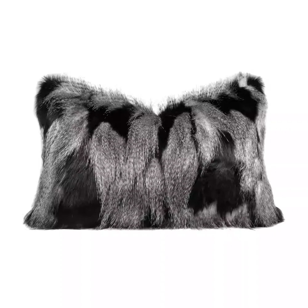 RUIYI Black-Gray Plush Living Room Sofa Premium Luxury Warm Cushion Backrest Pillow Cases Home Decorative Cushion Covers 50x30