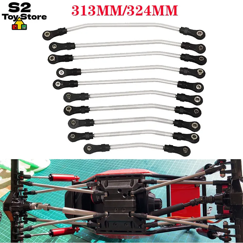 Axial Steering Chassis Linkage Rod Set Stainless Steel 313mm 324mm Wheelbase For 1 10 Scx10 II 90046 Rc Crawler Car