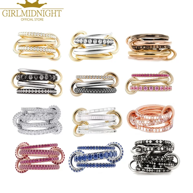 2025 Nowe pierścionki zaręczynowe dla kobiet Plain Micro Paved 5A CZ Mix Color Multi Pieces Stack Full Finger Jewelry