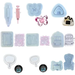 Hars Shaker Mal Butterfly Throne Fan Pill Fles Epoxy Casting Mallen DIY Hanger Sleutelhanger Sieraden Maken Quicksand Silicone Mo