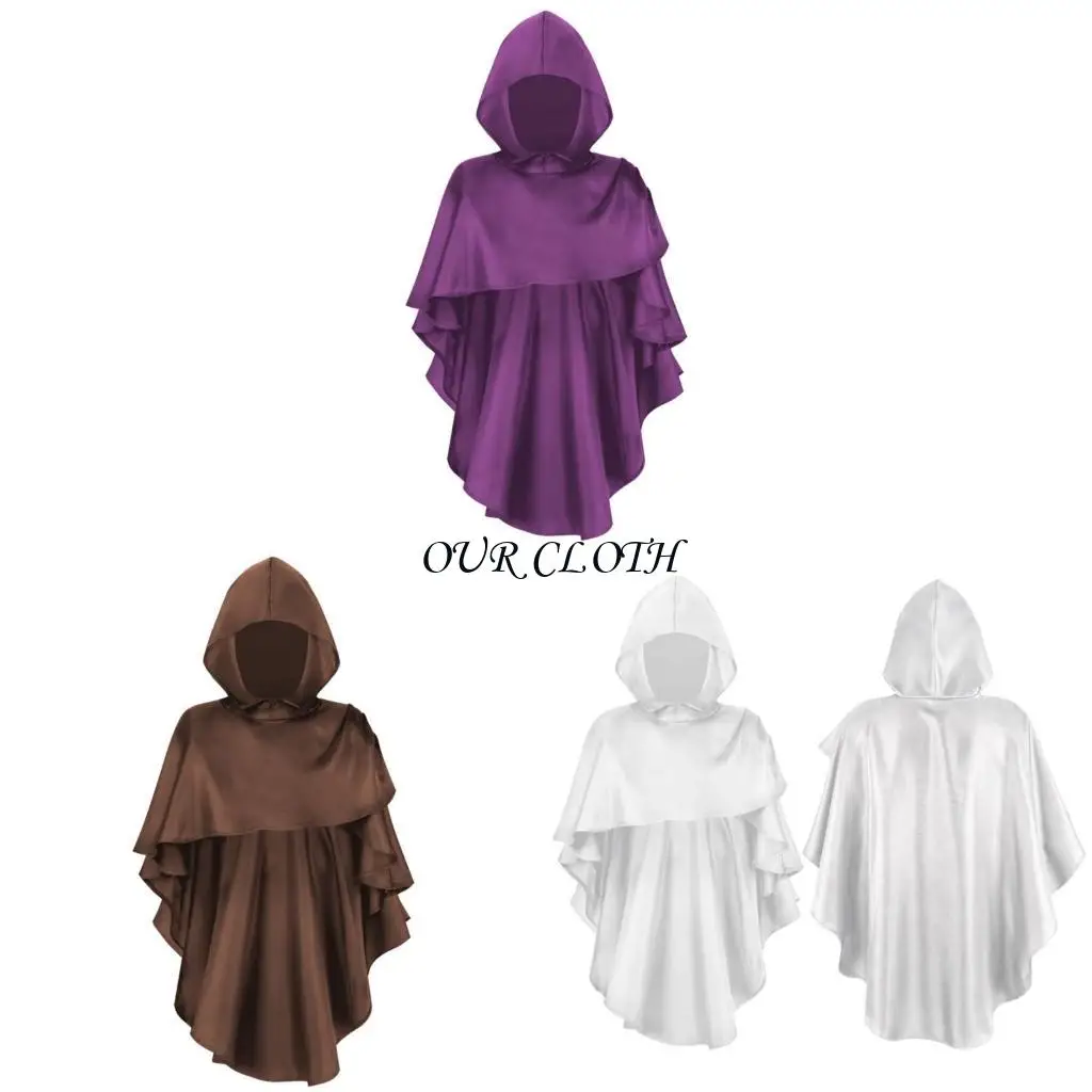 

Medieval Hooded Scarf Shaman Cowl Post Apocalyptic Shawl Scarf Renaissances Costume Halloween Cosplay Scarf Shawl Gift Y1AC