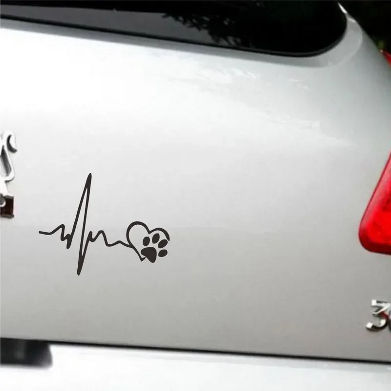 Life Goes on Car Stickers Personalize Car Decal Cute Creative Electrocardiogram Dog Cat Paw Styling Decoration Exterior Sticker