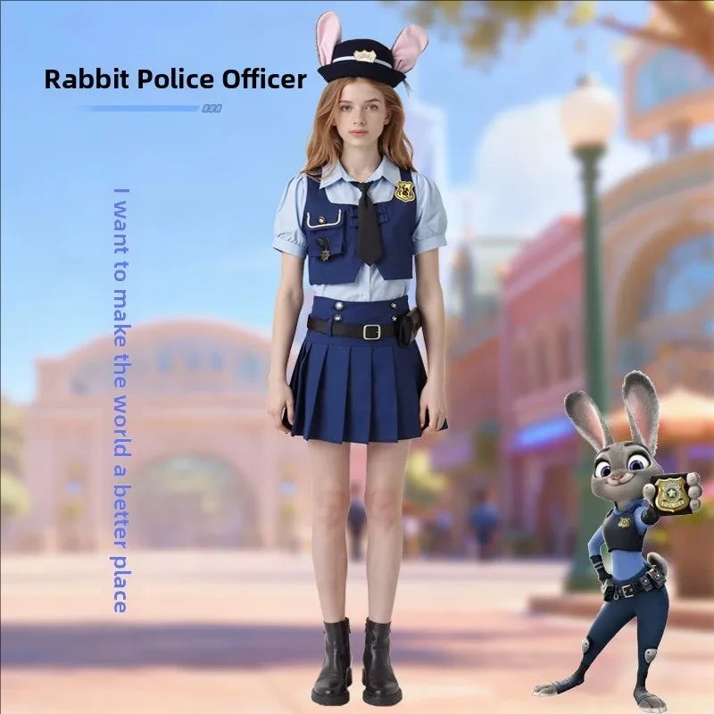 Anime Zoo Cosplay Kostüm Kurzarm-Weste Minirock Offizier Nick Street-Style Spiel-Themen-Outfit