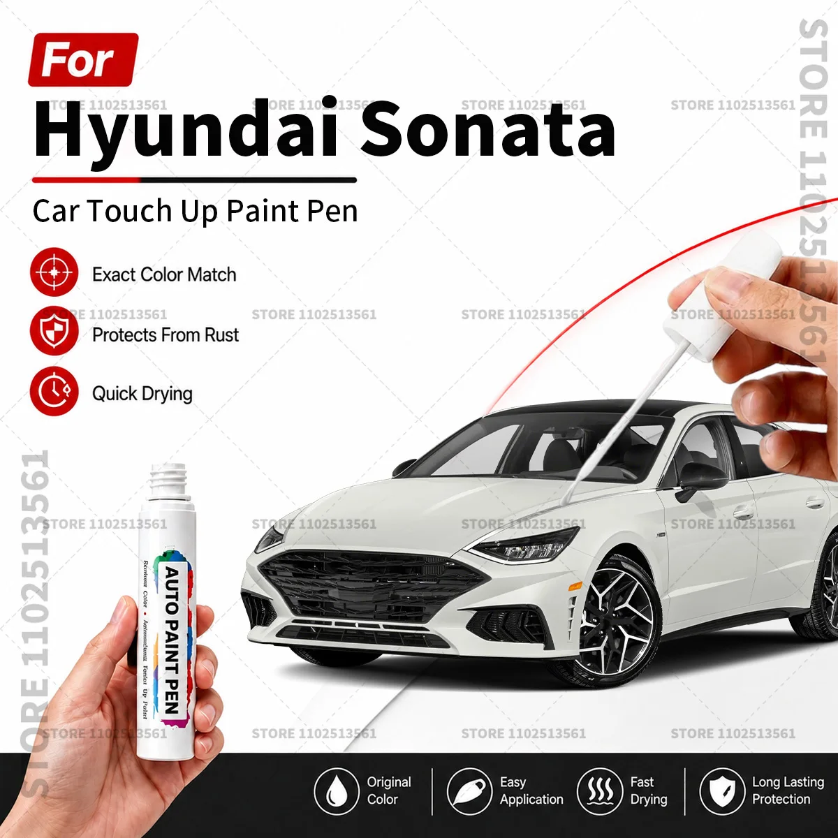 Car Paint Repair Marker Pen Quick Dry Scratch Remover Touch Up Coating Pen For Auto Accessories For Hyundai Sonata White Black