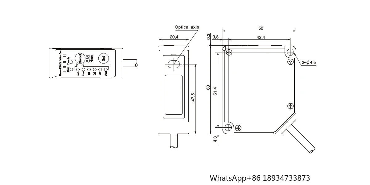 MLD23-200N square Triangulation Laser Sensor 120-280mm Range NPN+PNP Output 1.5ms Response Red Laser Class 2