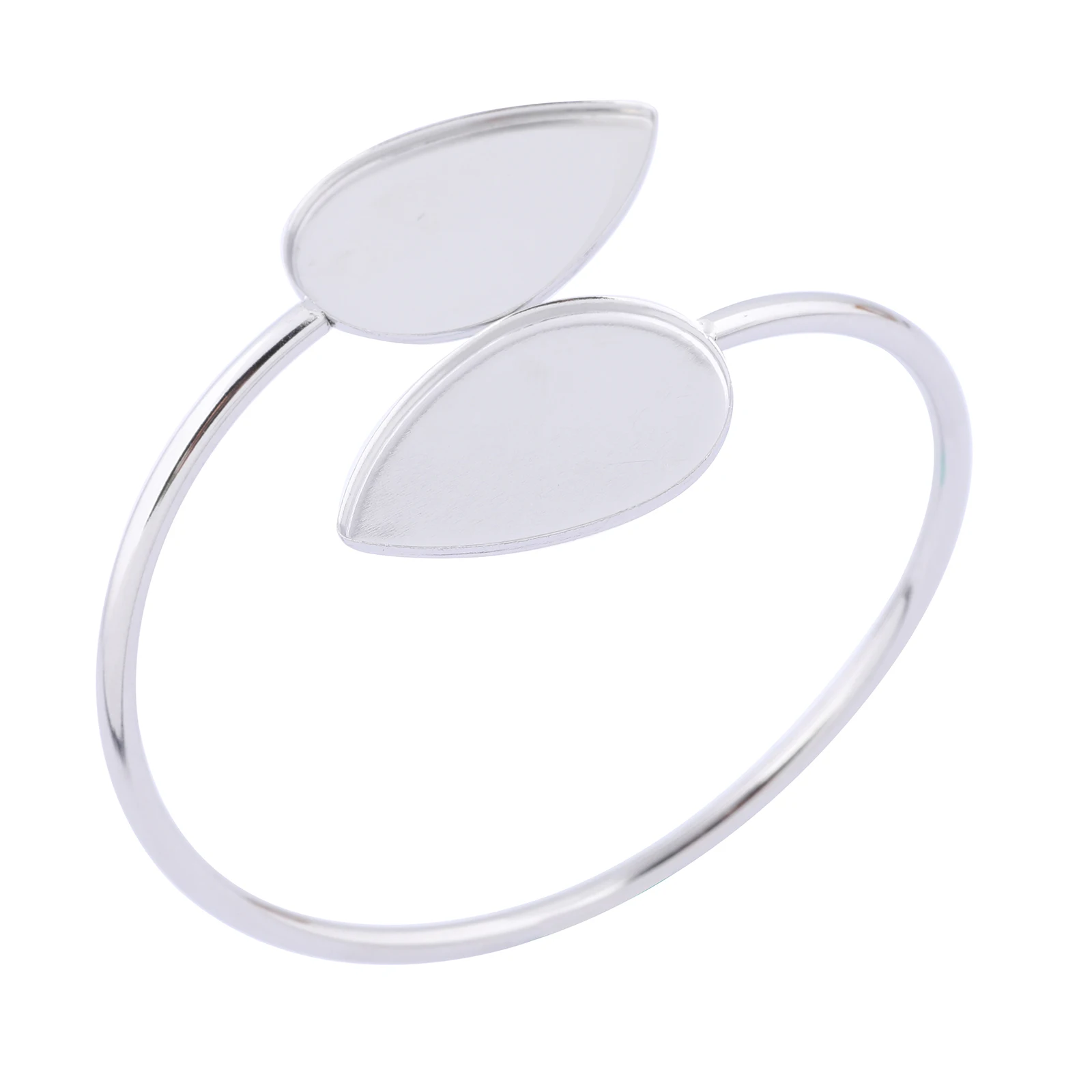 2pcs Stainless Steel Fit 18x25mm Teardrop Cabochon Bangle Base Setting Trays Diy Bendable Cuff Bracelets Bezel Blanks