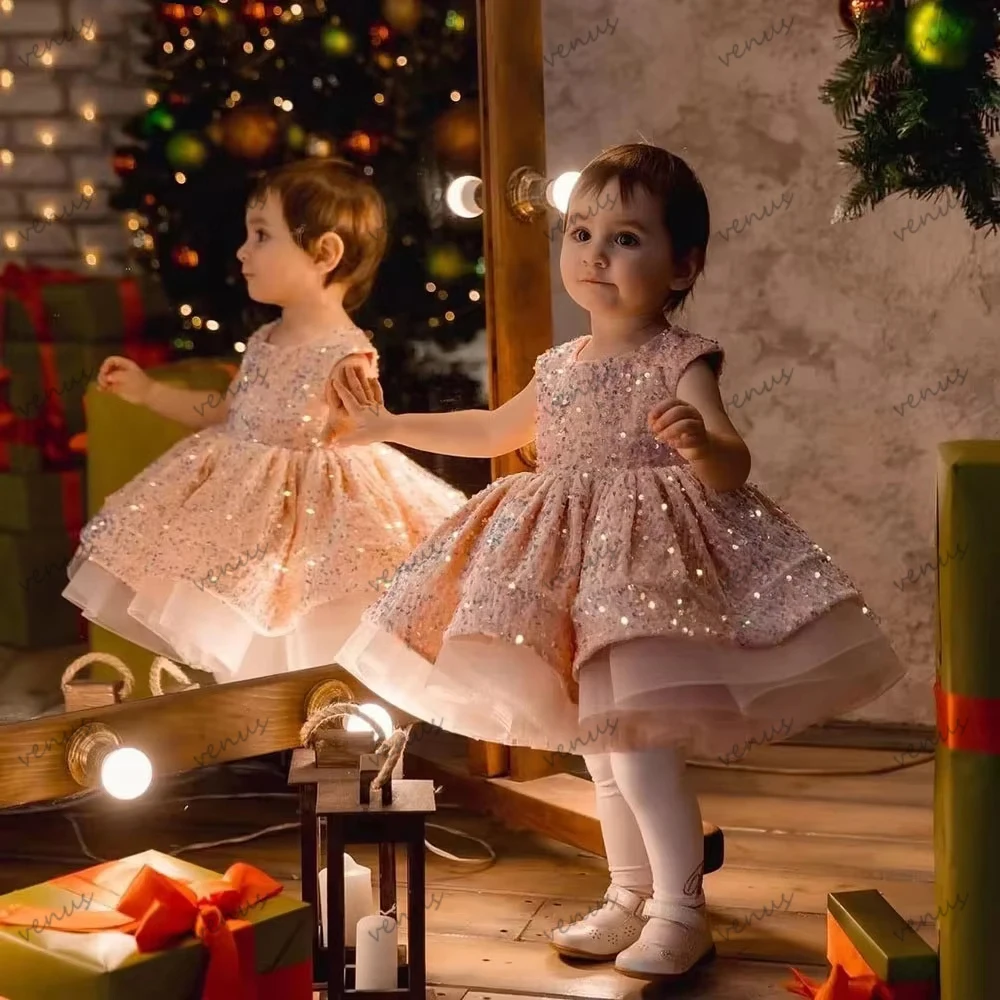 

Exquisite Ball Flower Girl Dresses A Line Knee-Length Princess Birthday Sleeveless Customized فساتين سهرة Vestido De Novia 2026